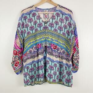 Johnny Was Franco Devena Silk Top Size Small